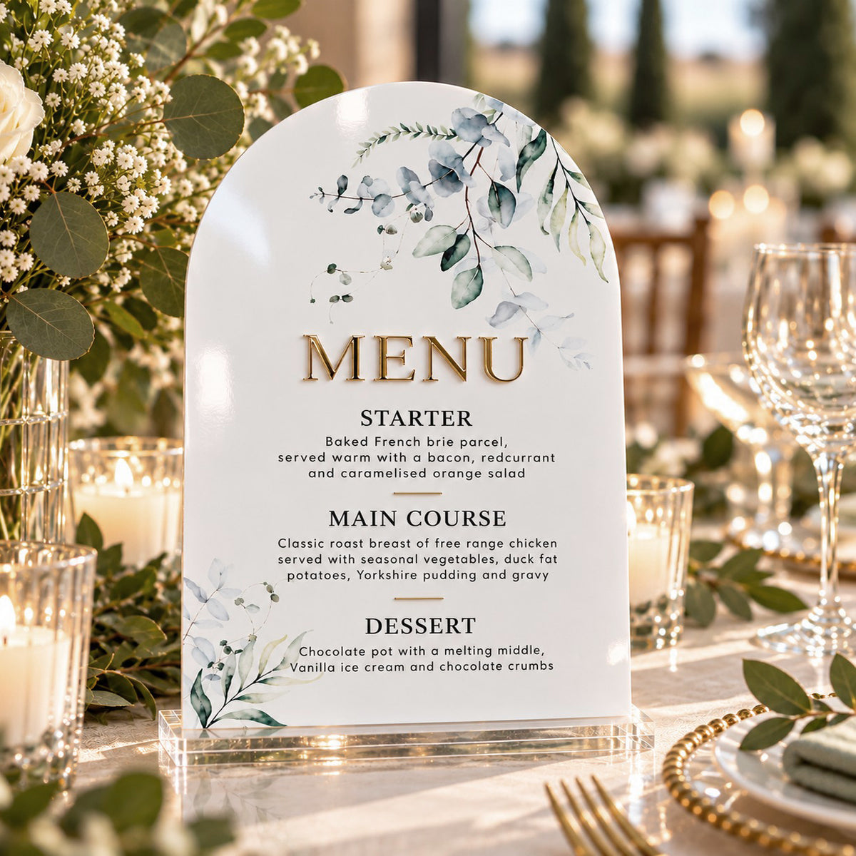 Eden Acrylic Menu Sign