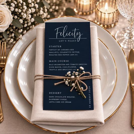 Felicity Personalised Menu Place Setting