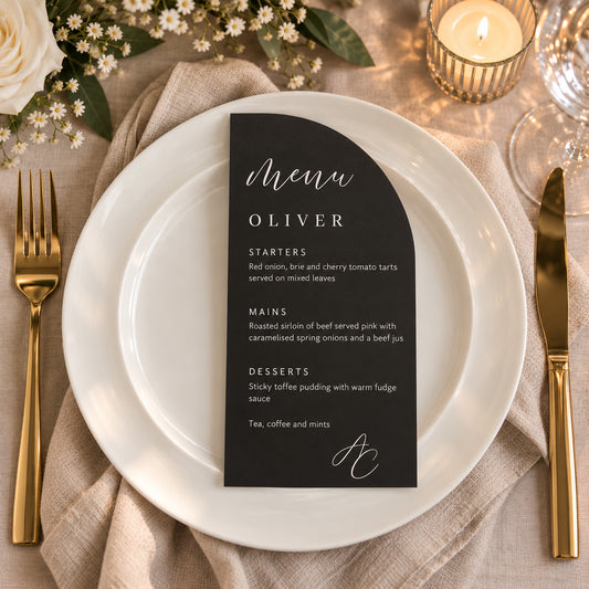 Arden Personalised Card Menu / Place Setting